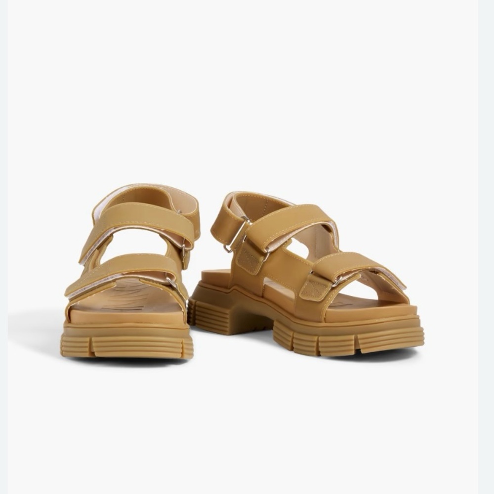 GANNI Size 36 Recycled Rubber Lug Sole Chunky Sandal Sand